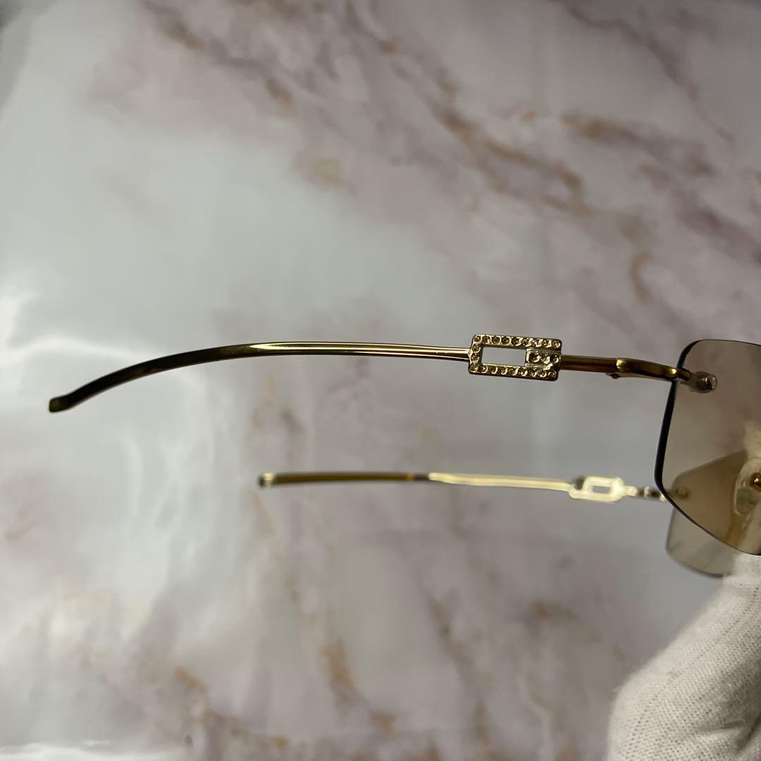 GUCCI グッチ ラインストーン Y2K リムレス サングラス ケース付き