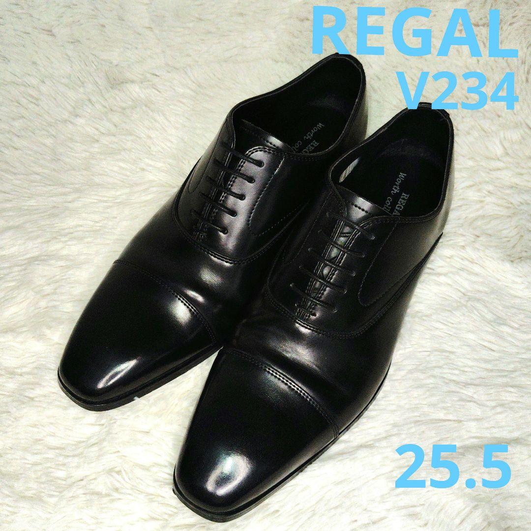 【美品】REGAL　ストレートチップ　冠婚葬祭　黒　V234　25.5