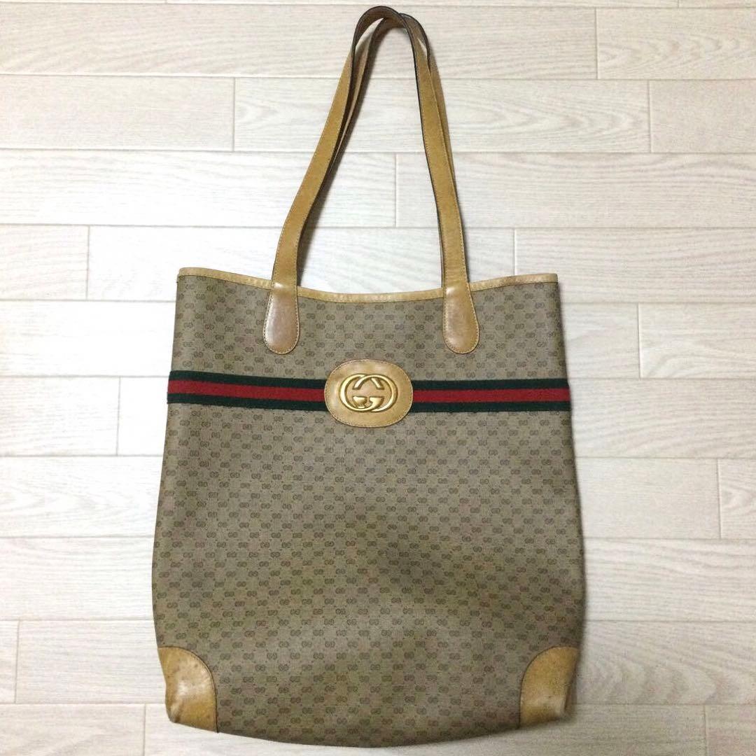 希少 GUCCI オールドグッチ シェリーライン トートバッグ ショルダーバッグ