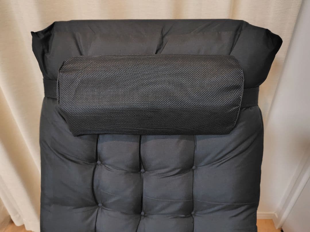 【新品未使用】折りたたみ式 リクライニングチェア (スポンジマット付き)ブラック
