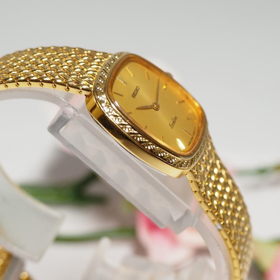 美品 エクセリーヌ セイコー SEIKO 1Pダイヤ スクエア 腕時計 H347