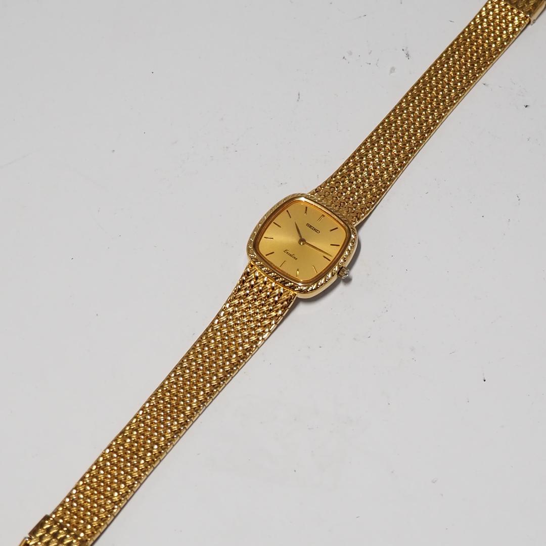 美品 エクセリーヌ セイコー SEIKO 1Pダイヤ スクエア 腕時計 H347