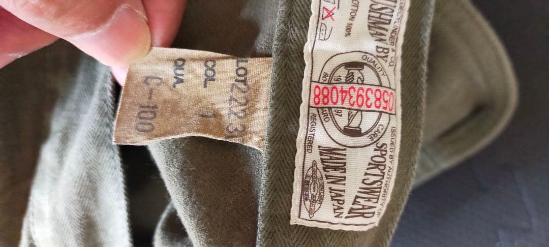 クッシュマン　ヘリンボーンベイカーパンツ　サイズ36✕34　オリーブ