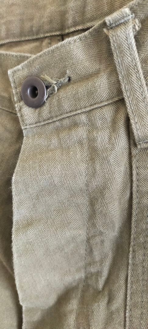 クッシュマン　ヘリンボーンベイカーパンツ　サイズ36✕34　オリーブ