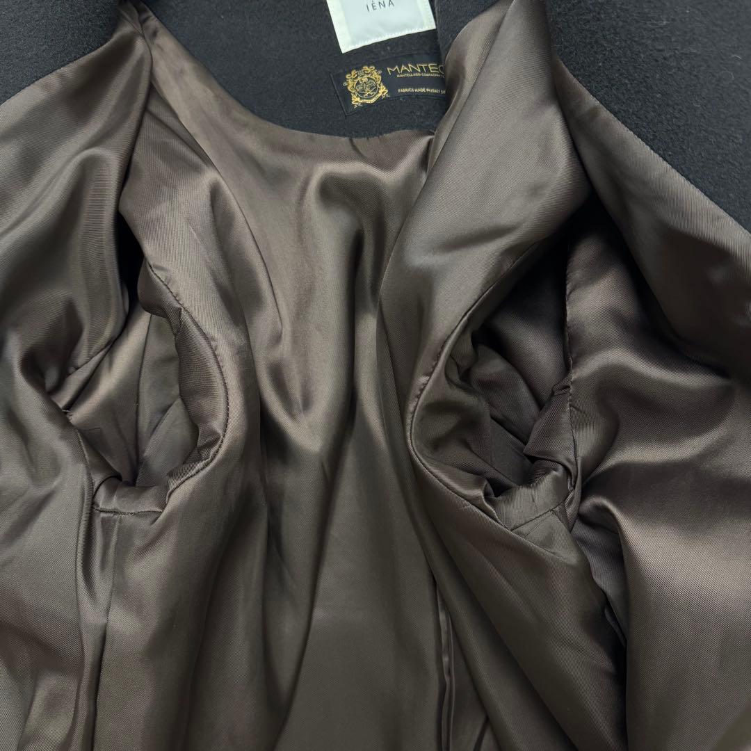 美品　IENA　マンテコ　ロングコート　ノーカラー　ダークブラウン　M-L秋冬