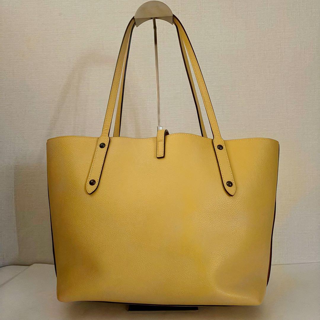 【大容量】COACH コーチ 極上美品 イエローレザートートバッグ A4
