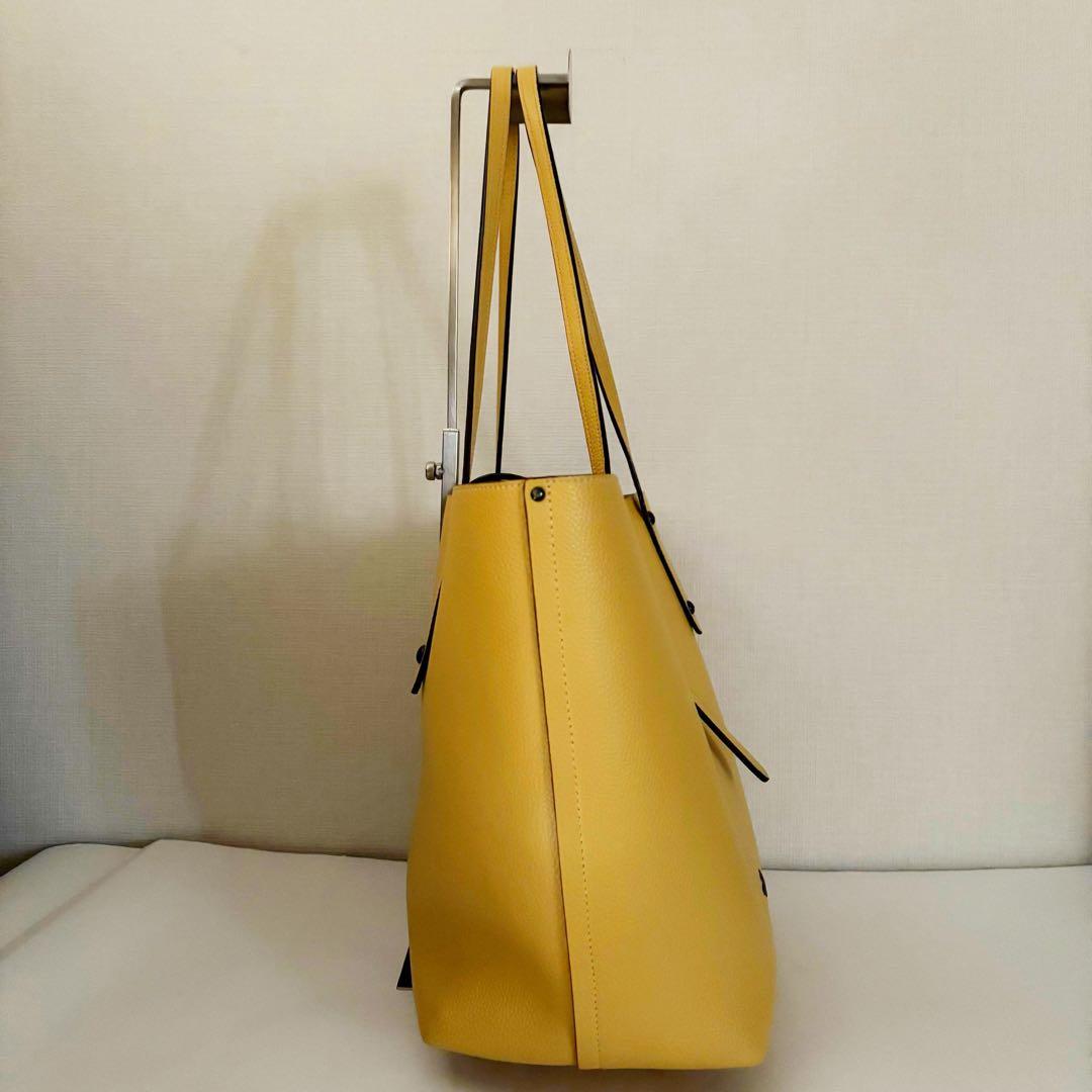 【大容量】COACH コーチ 極上美品 イエローレザートートバッグ A4