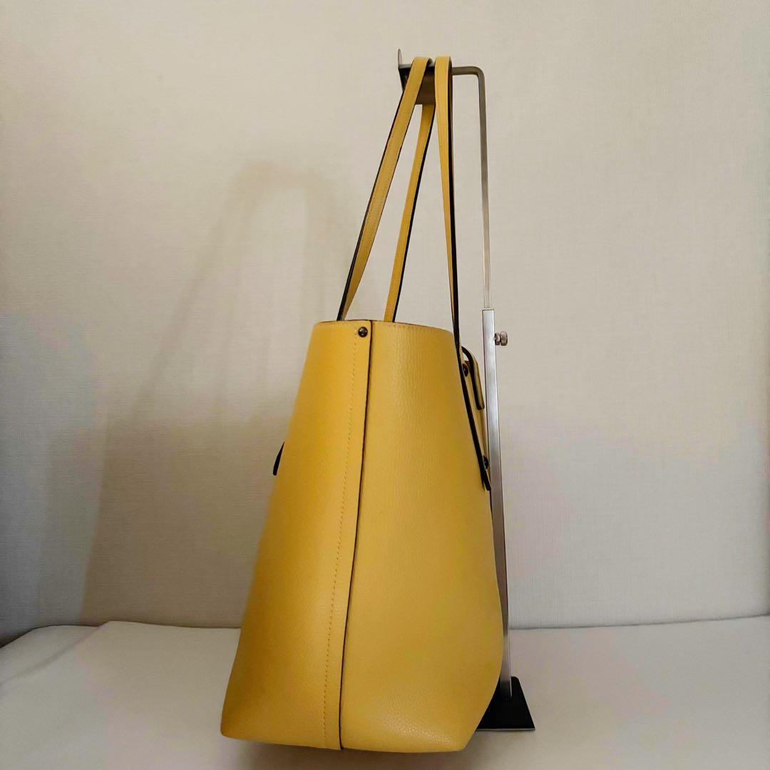 【大容量】COACH コーチ 極上美品 イエローレザートートバッグ A4