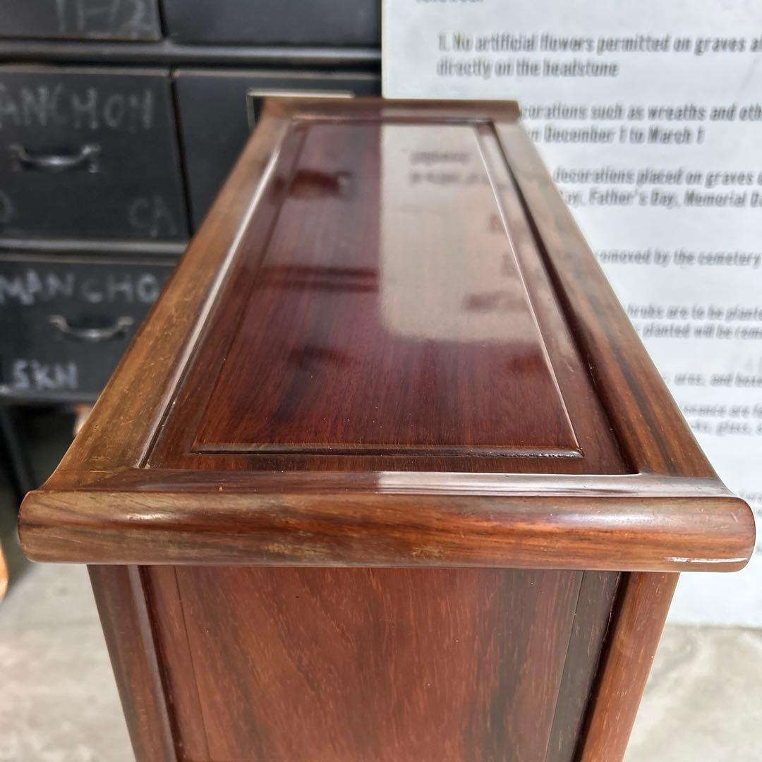 お*ん様 昭和レトロ 木製 唐木 花梨無垢 違い棚 飾り棚 茶棚 煎茶棚 茶箪笥