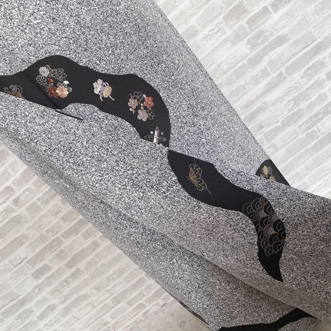 訪問着　フルセット　叩き染　宝尽くし　青海波　手刺繍　落款　健勝苑ガード　H5