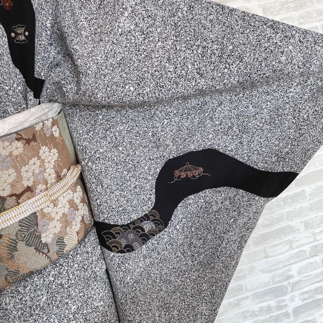 訪問着　フルセット　叩き染　宝尽くし　青海波　手刺繍　落款　健勝苑ガード　H5