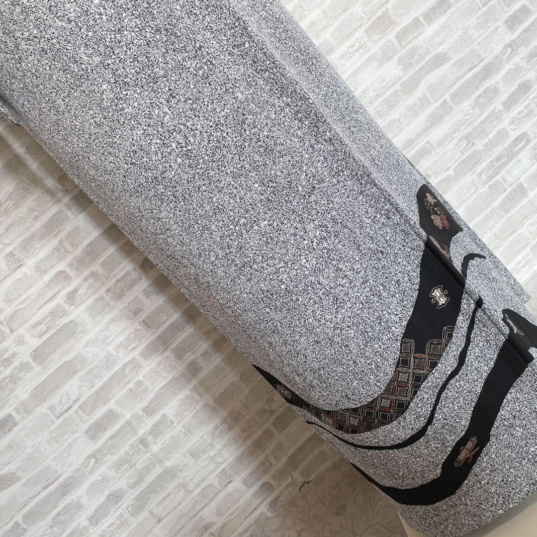 訪問着　フルセット　叩き染　宝尽くし　青海波　手刺繍　落款　健勝苑ガード　H5