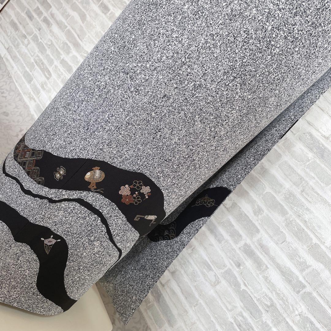 訪問着　フルセット　叩き染　宝尽くし　青海波　手刺繍　落款　健勝苑ガード　H5