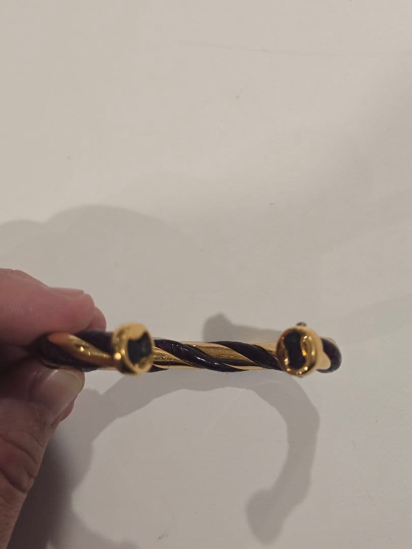 HERMES エルメス バングル ゴールドカラー×ブラウン レディース