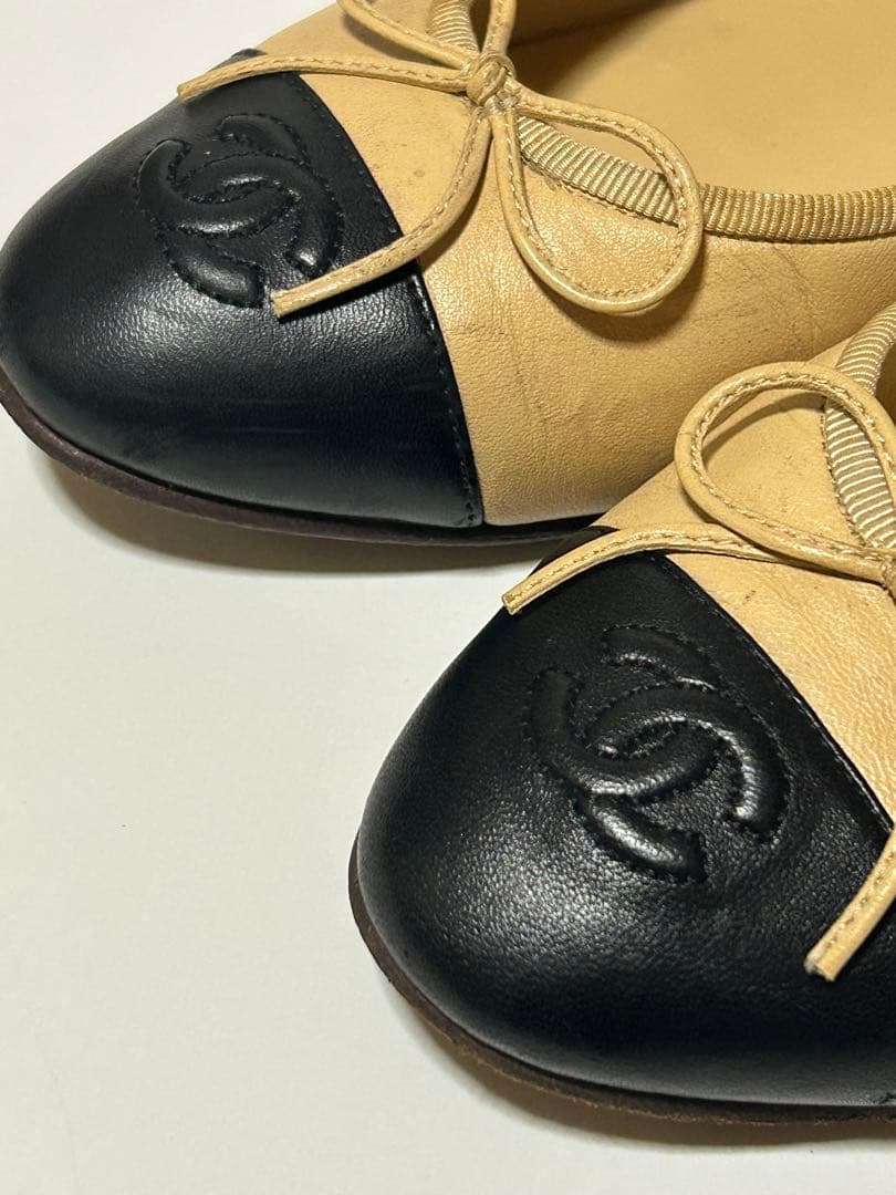 CHANEL バレエシューズ ベージュ/黒