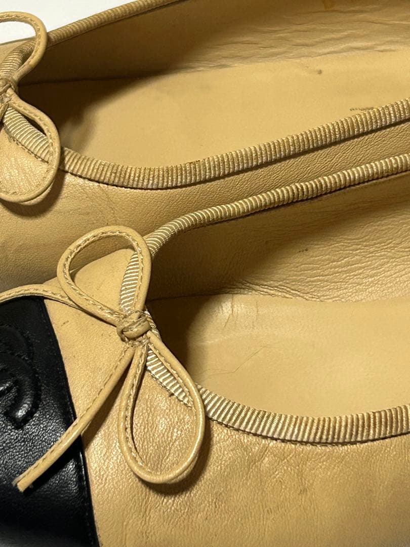 CHANEL バレエシューズ ベージュ/黒