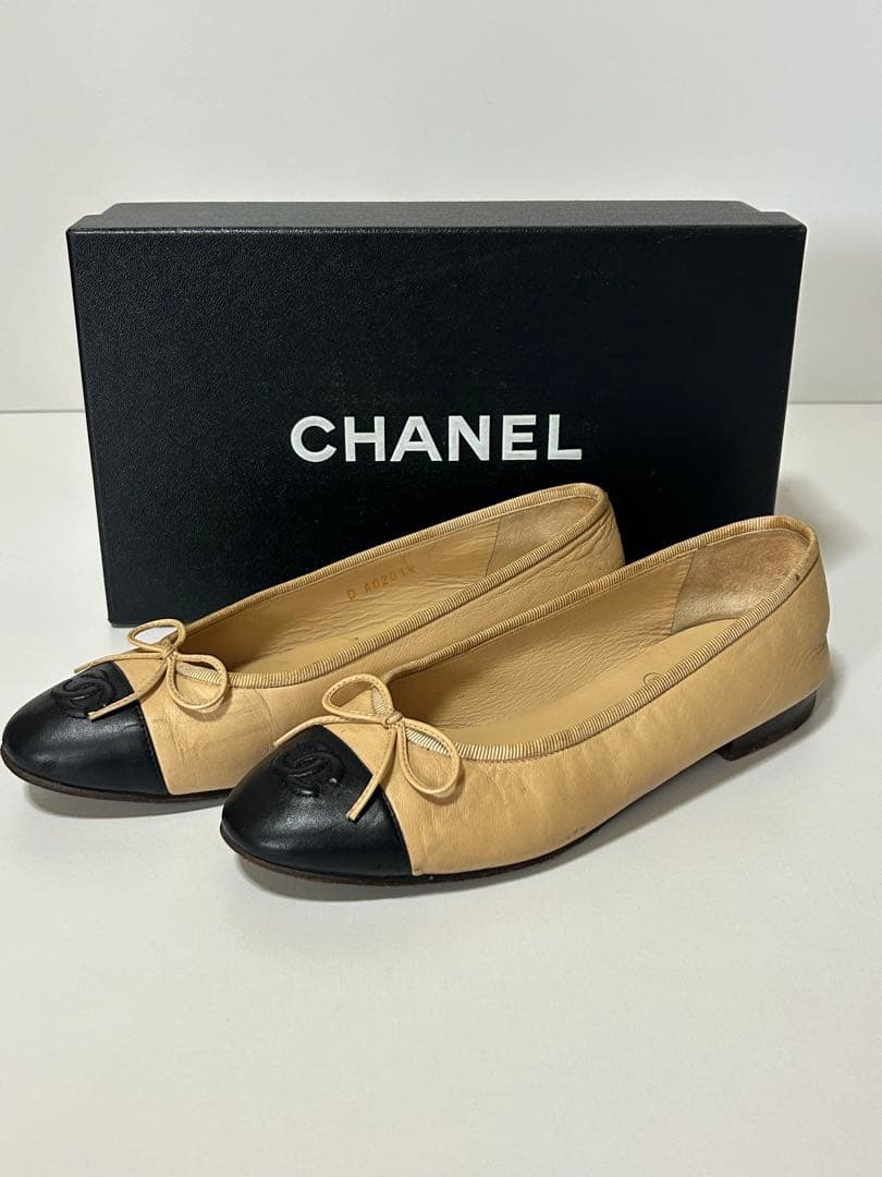 CHANEL バレエシューズ ベージュ/黒