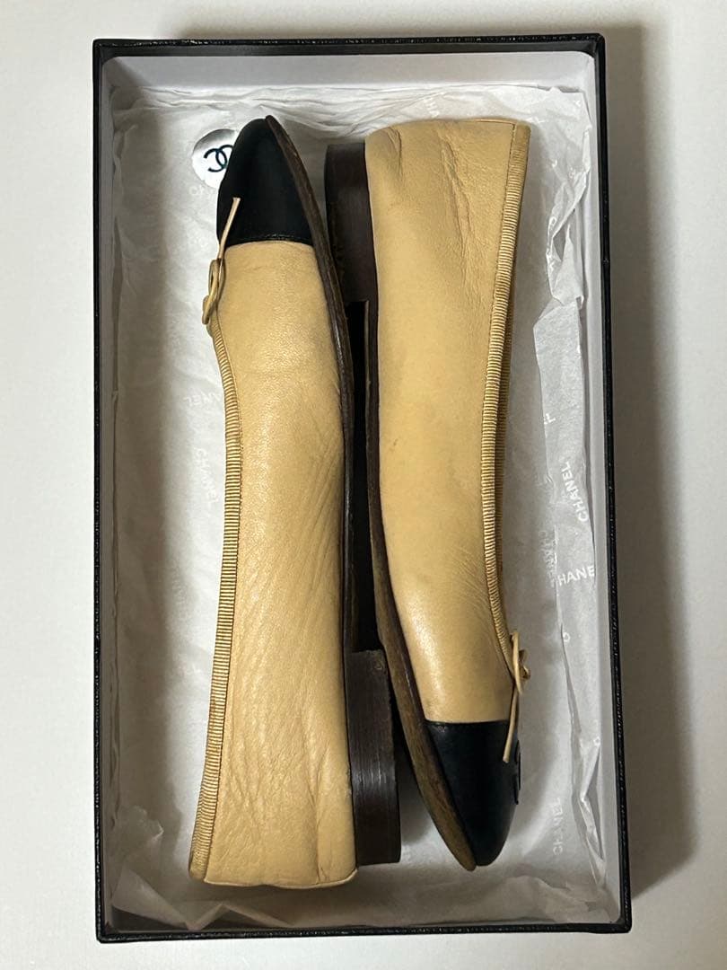CHANEL バレエシューズ ベージュ/黒