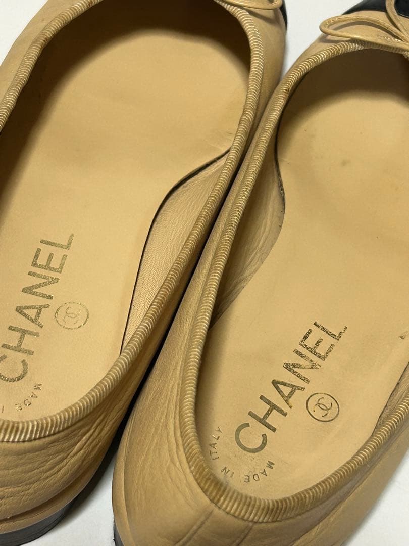 CHANEL バレエシューズ ベージュ/黒