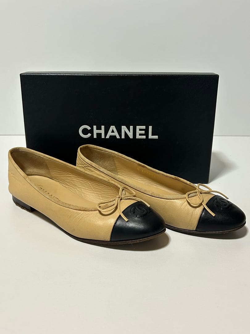 CHANEL バレエシューズ ベージュ/黒