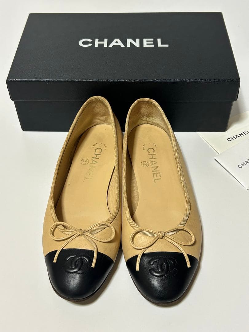 CHANEL バレエシューズ ベージュ/黒