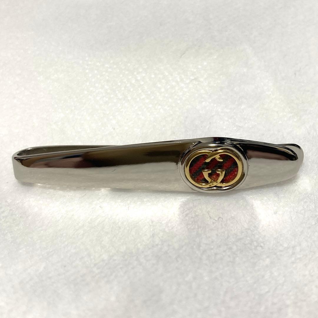 希少【美品】GUCCI カフス&タイピンセット　シェリーライン　グッチ　シルバー