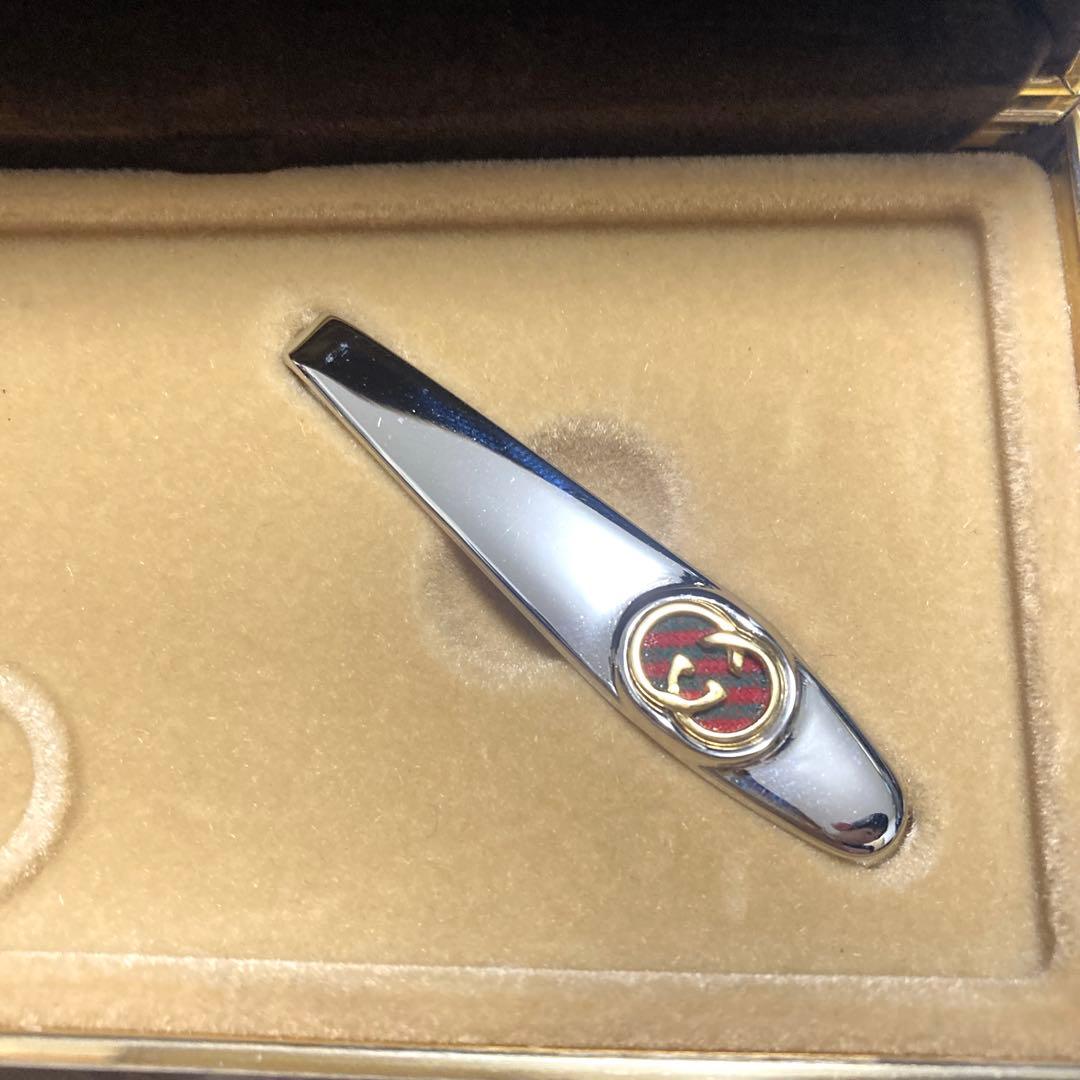 希少【美品】GUCCI カフス&タイピンセット　シェリーライン　グッチ　シルバー