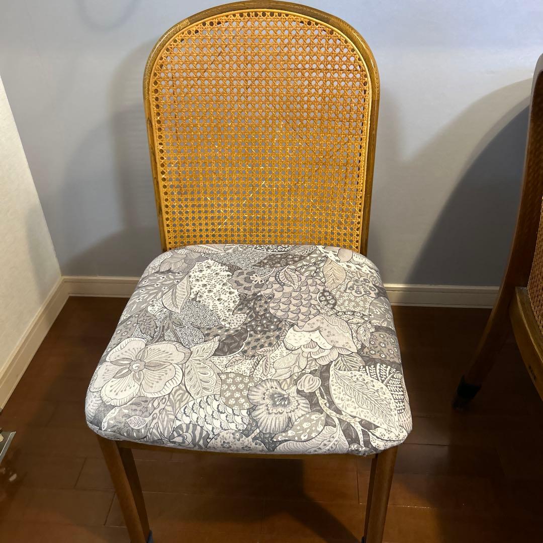 【希少品】④浜本工芸　ダイニングチェア　ラタン　送料込み　昭和レトロ