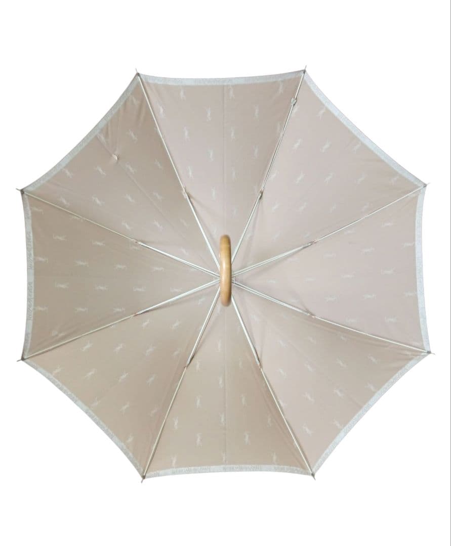 【美品】サンローラン 雨傘 長傘 YSLロゴ　ベージュ　光沢