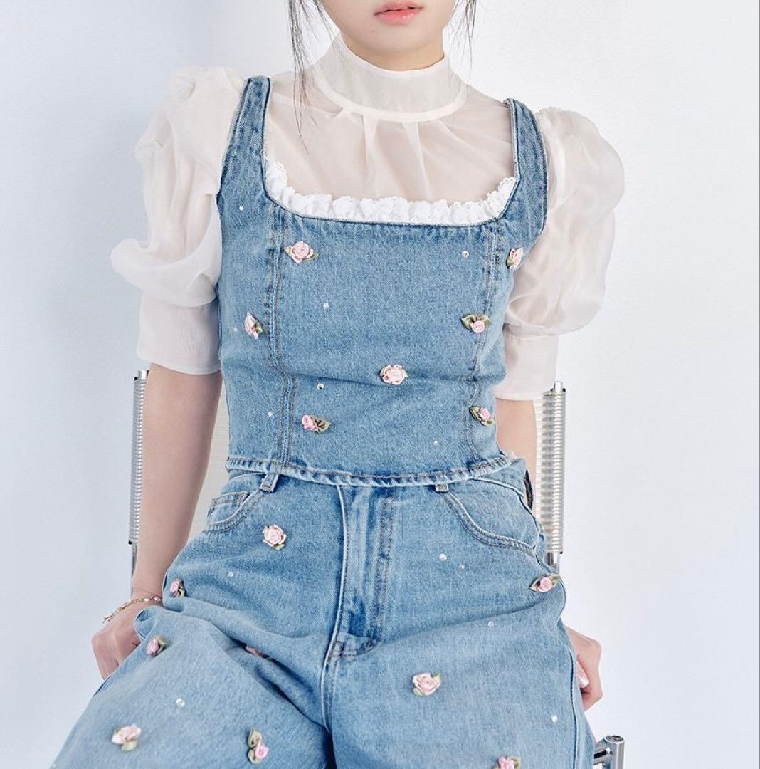 [L.B CANDY STOCK]バリエーションビジューデニムビスチェ