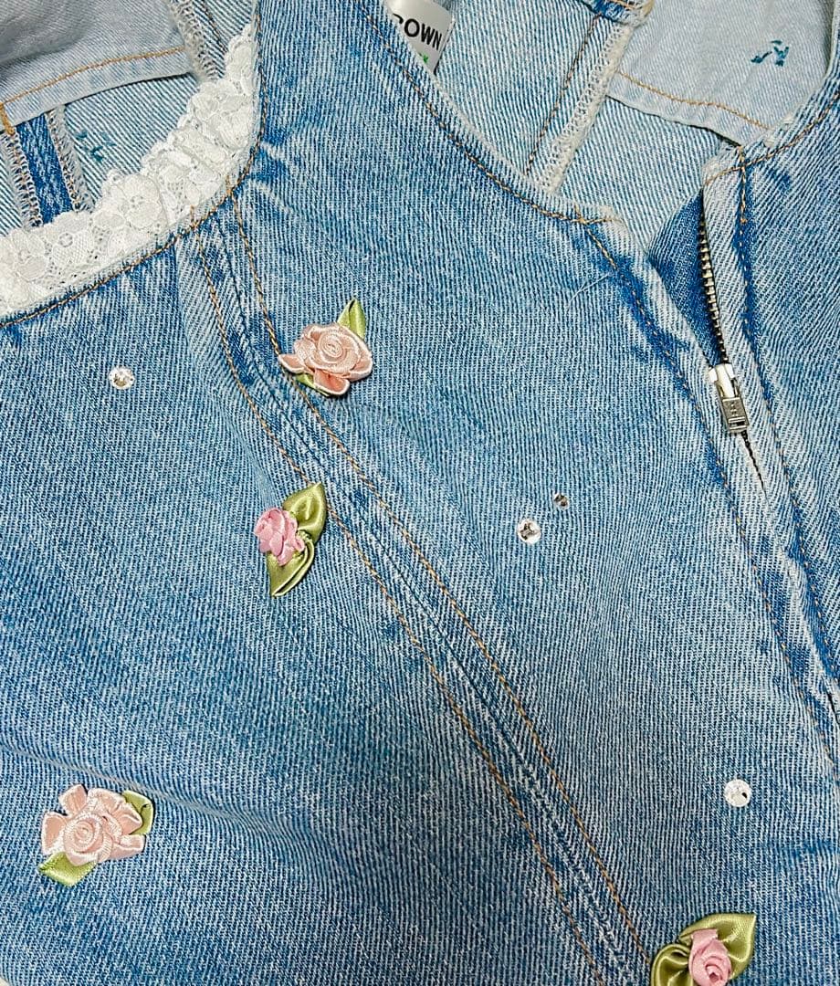 [L.B CANDY STOCK]バリエーションビジューデニムビスチェ