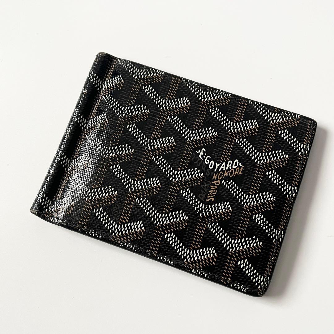 ゴヤール　サン トマ　マネークリップ　ゴヤールキャンバス　レザー　黒　ブラック