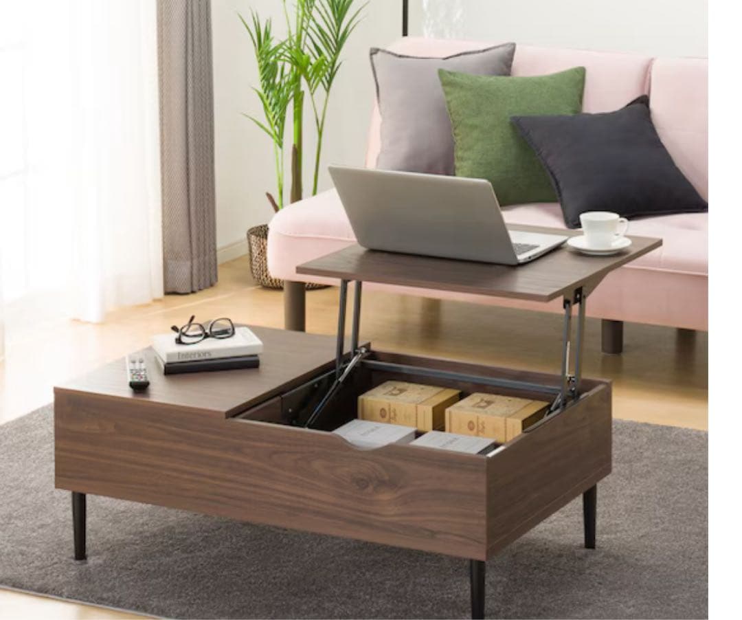 昇降式ダークブラウンセンターテーブル　ニトリ