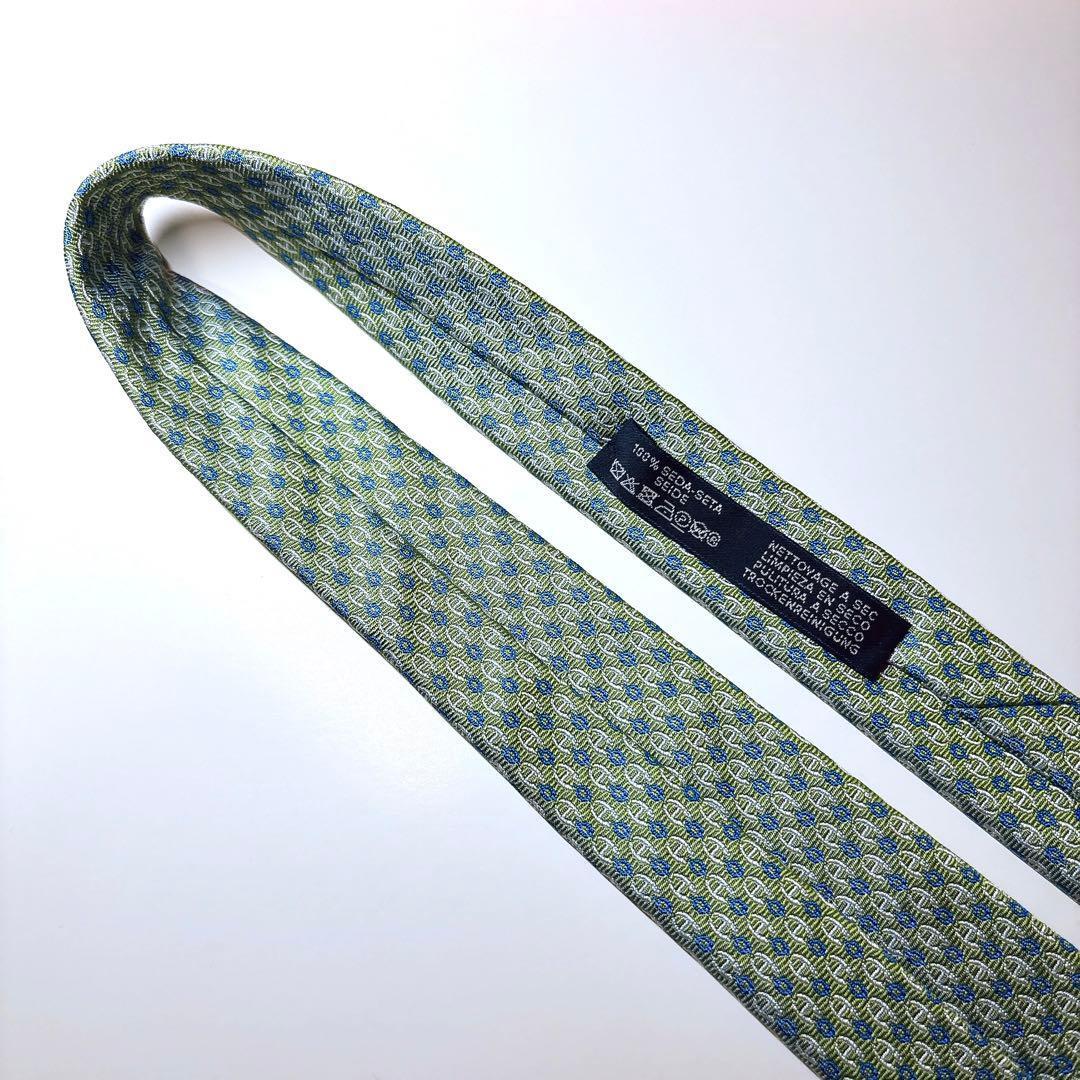 極美品 エルメス ネクタイ シェーヌダンクル H柄 ファソネ ヨット刺繍 箱付き