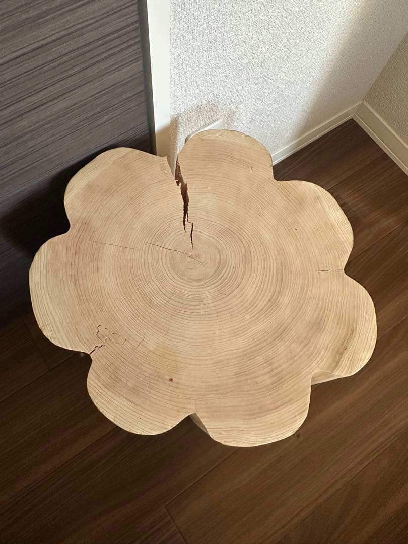 檜　ひのき　フリル　お花　丸太　切り株　スツール 花台　フラワー