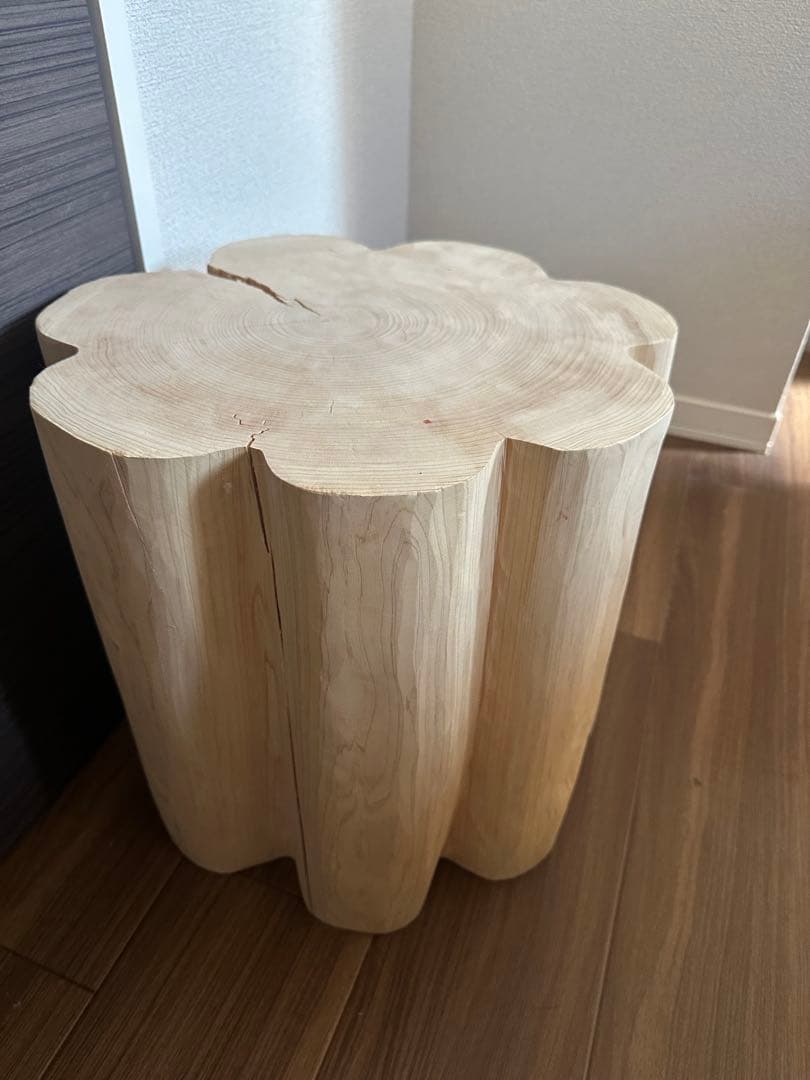 檜　ひのき　フリル　お花　丸太　切り株　スツール 花台　フラワー