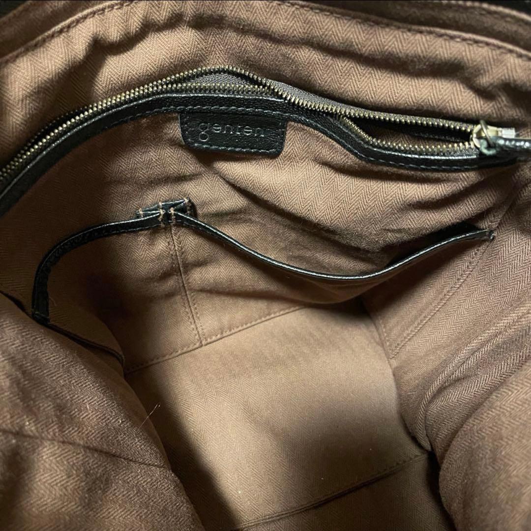 ゲンテン　ショルダーバッグ　genten ブラック　レザー　レザー　大容量