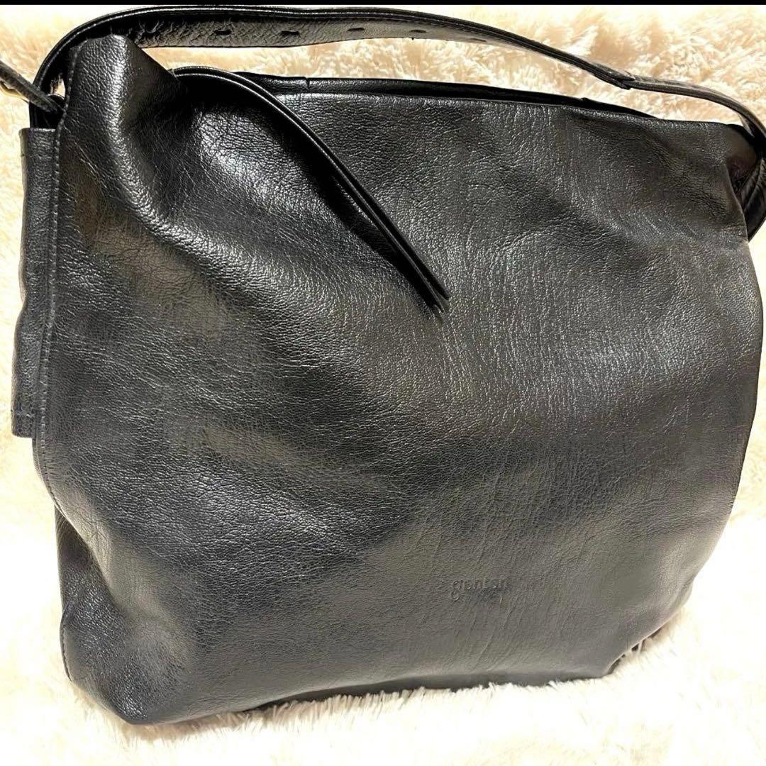 ゲンテン　ショルダーバッグ　genten ブラック　レザー　レザー　大容量