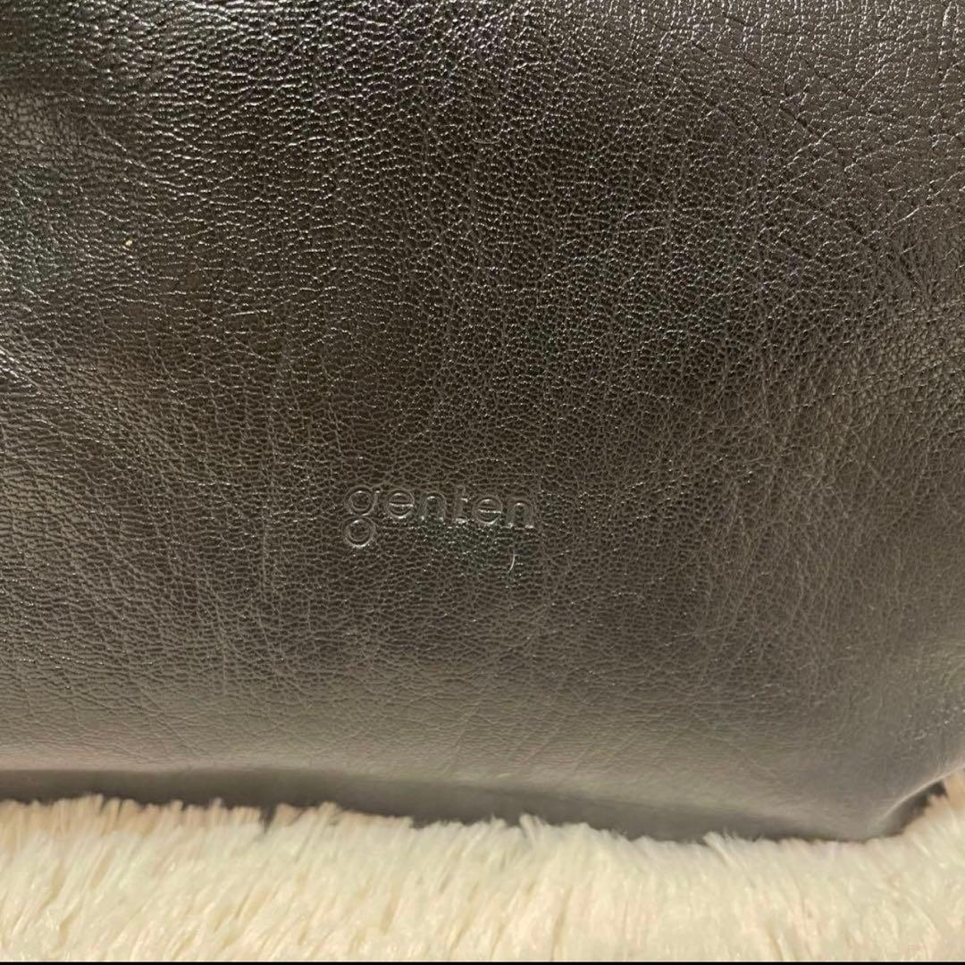ゲンテン　ショルダーバッグ　genten ブラック　レザー　レザー　大容量