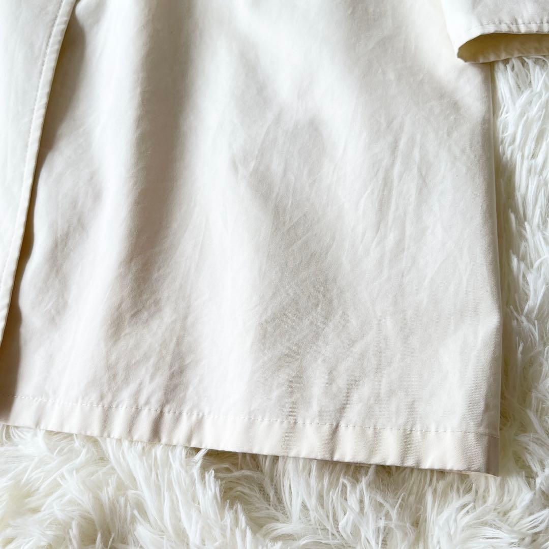 美品　バーバリーロンドン　ステンカラーコート　チェック　白　ゴールド金具