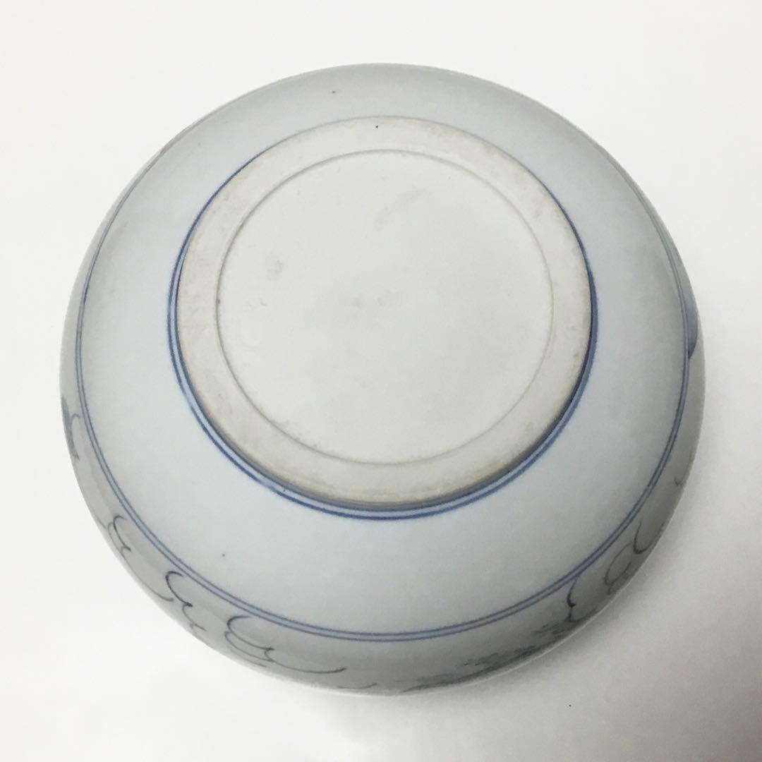 芋頭水指 染付 膳所焼 陽炎園 木箱難あり 茶道具 古物品