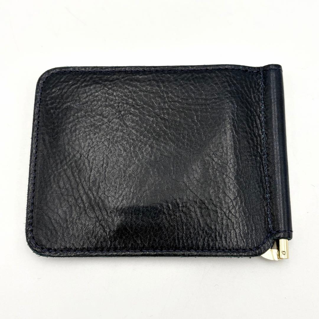 イルビゾンテ マネークリップ 2つ折り財布 札入れ ネイビー レザー メンズ