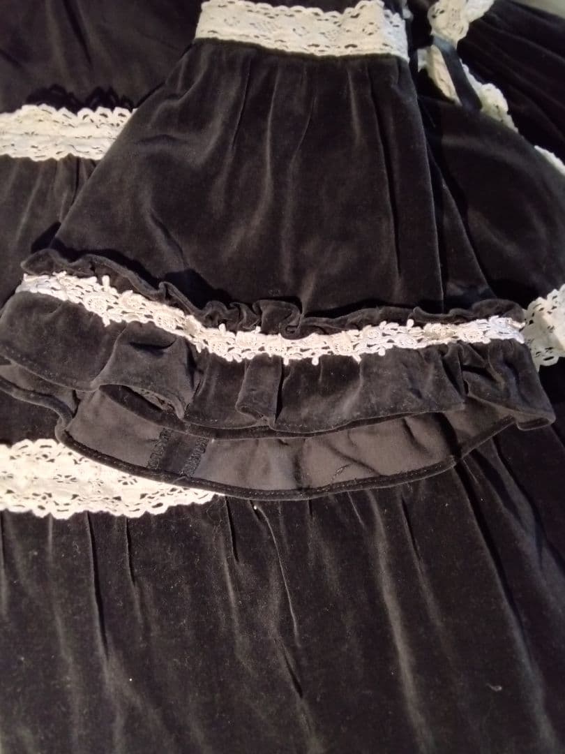 AngelicPretty黒ベルベットケープ付きロリータワンピース