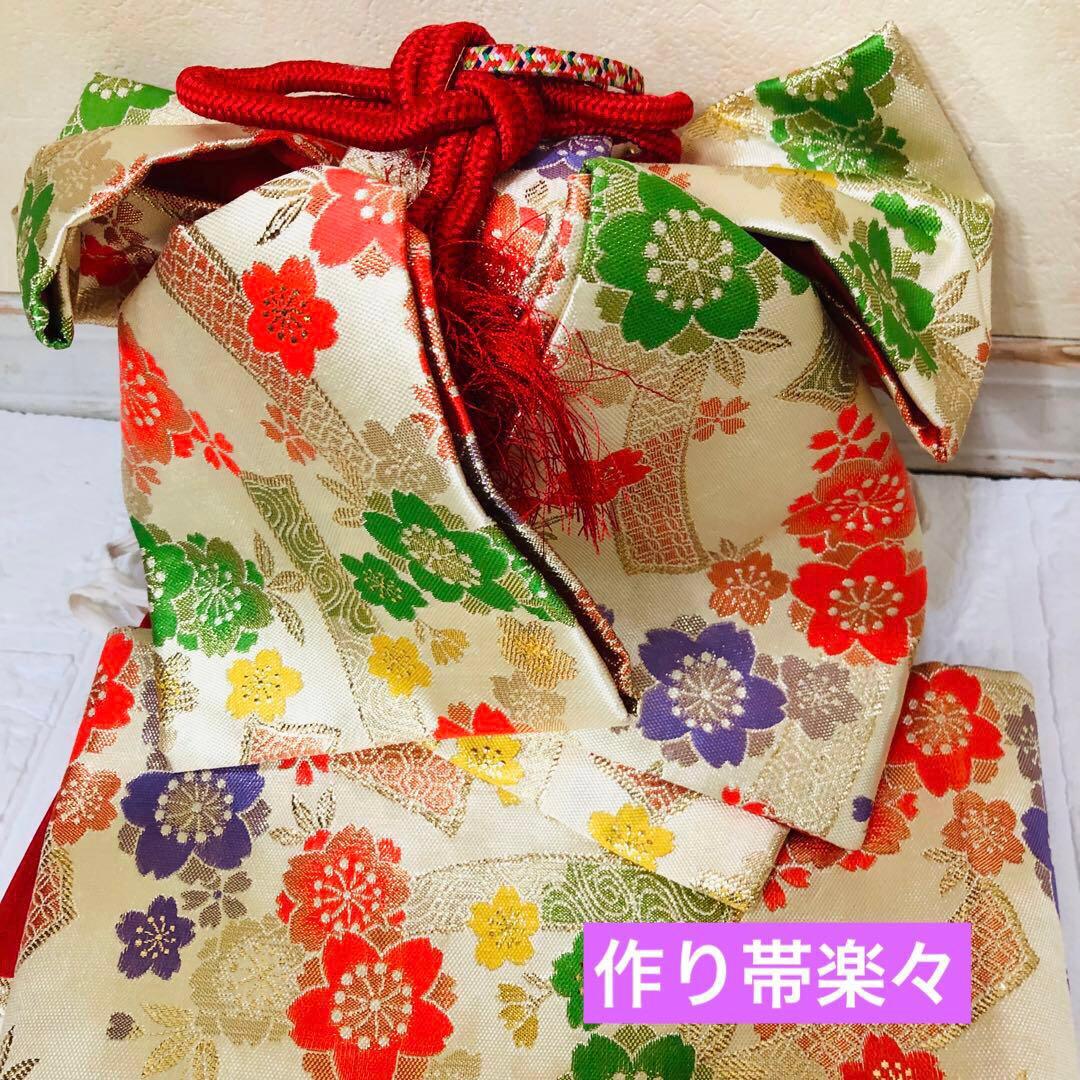 七五三 七歳‼️正絹御所車桜金彩金箔際立つ‼️完全フルセット‼️