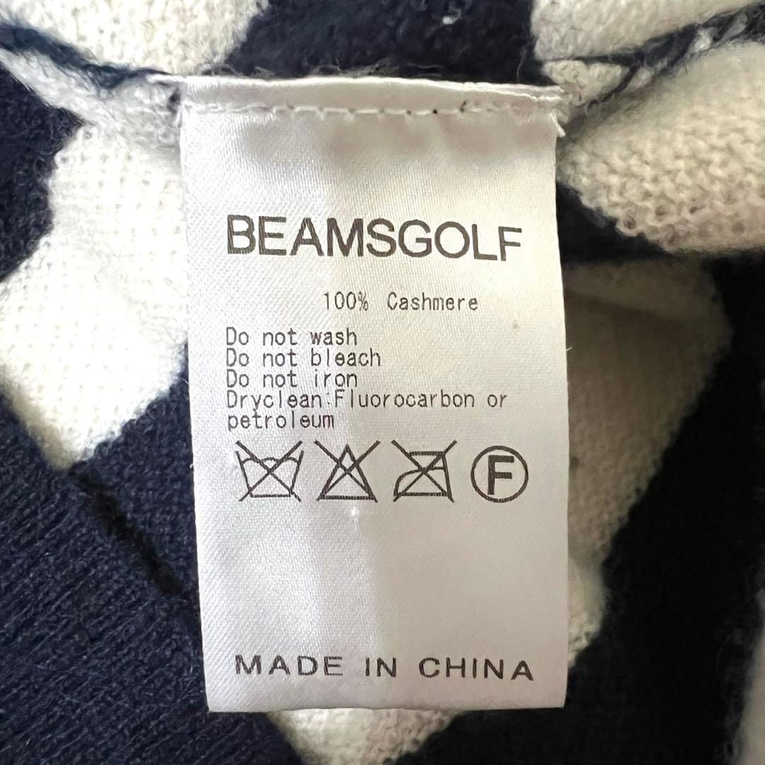 【BEAMS GOLF】 カシミヤ100% スキッパー ボーダーニット XL