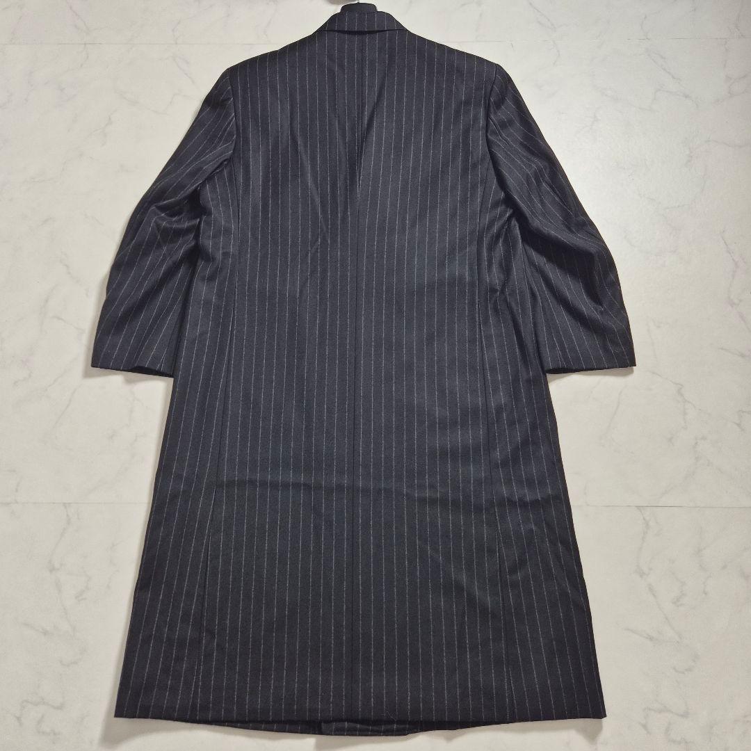 【美品 XL～2XL相当】 ダブルチェスターコート ペイズリー マキシ丈 黒