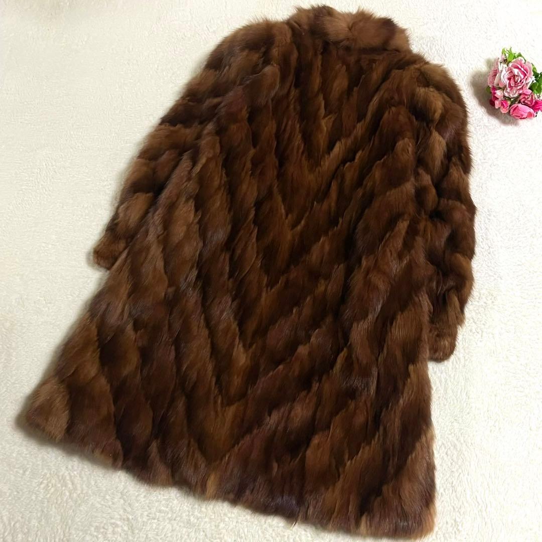 【極美品】 セーブルファー 本毛皮 ロングコート サイズM相当 ボリューム◎