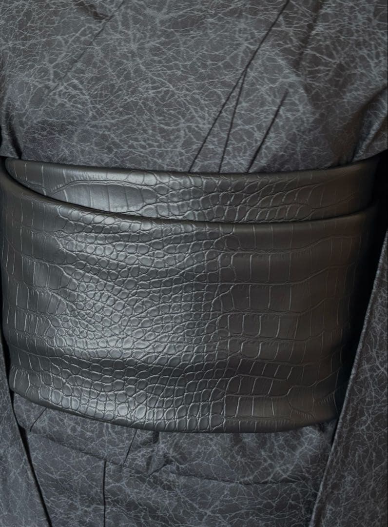 レザー半幅帯　クロコ調