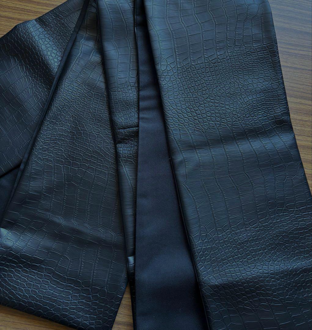 レザー半幅帯　クロコ調