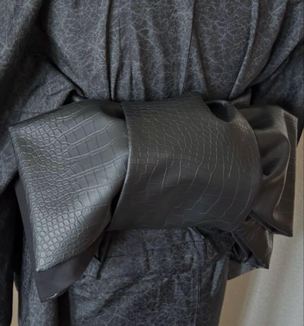 レザー半幅帯　クロコ調